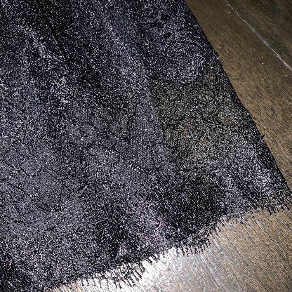 Ann Taylor Black Lace Skirt Pencil Sequin 0P S NEW - Picture 6 of 8